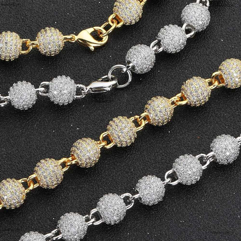 Luxury designer 8mm Hip Hop Beadball Necklace Bracelet Ice Out VVS Moissanite Women Men's Necklace Bracelet with FREE shipping