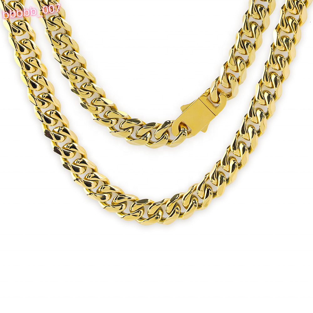 Custom Jewelry 18K Gold Plated Stainless Steel Cuban Link Chain Necklace Hip Hop Necklace Jewelry for Men Polished Finish