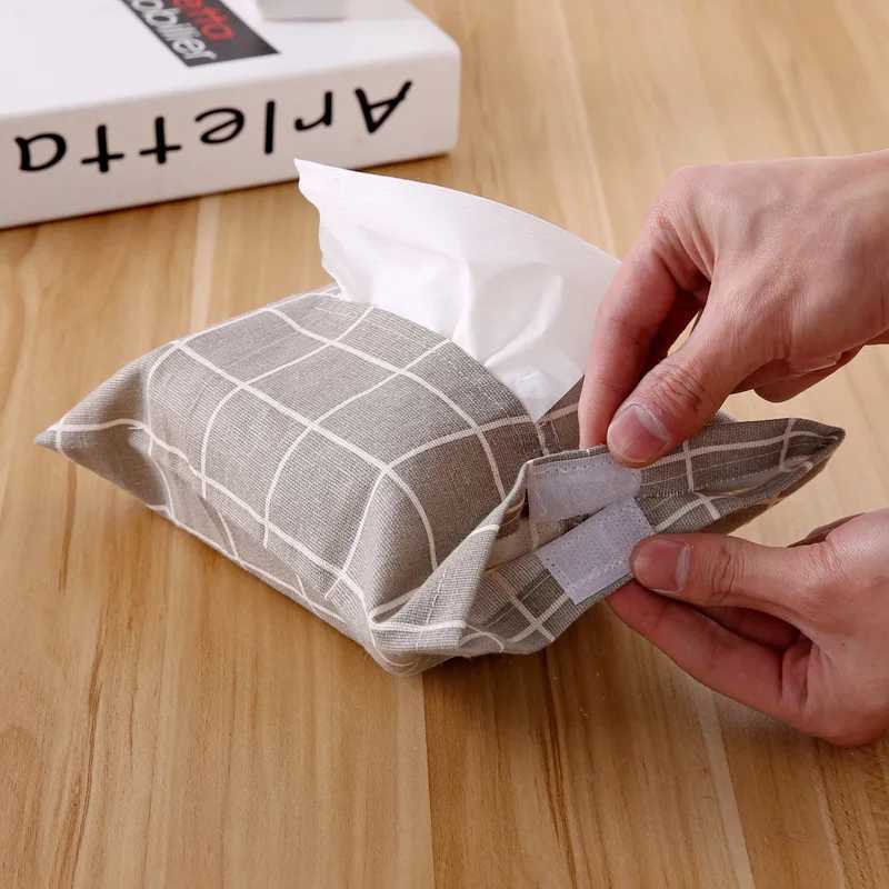 Cotton linen Tissue Box Car Tissue Container Kitchen Desk Organizer Home Living Room Decoration Napkin Tissue Holder ContainerM251124
