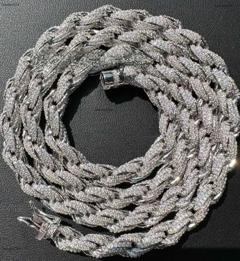 Mens 7.5mm Solid Moissanite Rope Beautiful Sterg Sier Chains Eent Cut Customized Jewelry