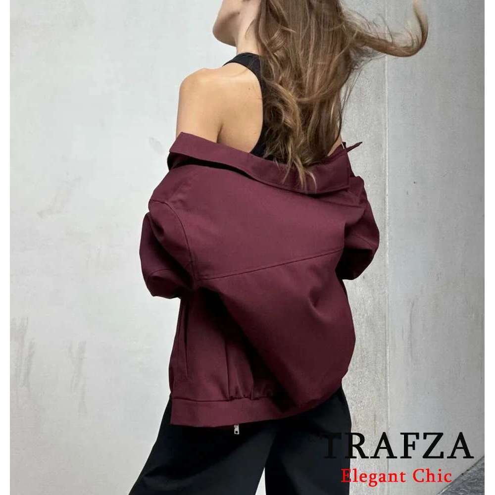 Designer Clothes Trafza-Women Vintage Loose Lapel Bury Color Zipper New 2025 Spring Autumn Stylish Versatile Casual Jacket
