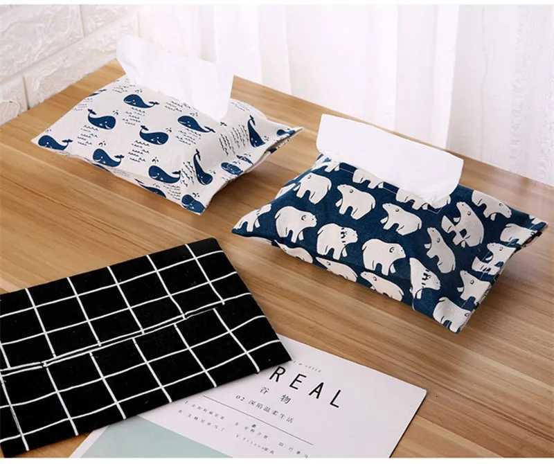 1pcs portable Cute cartoon tissue box paper towel box cotton and linen car home decoration small bag paper bagM251124