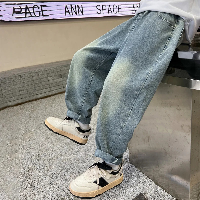 Boys pants for spring and autumn childrens jeans boys Handsome straight Korean version ages 413 250414z