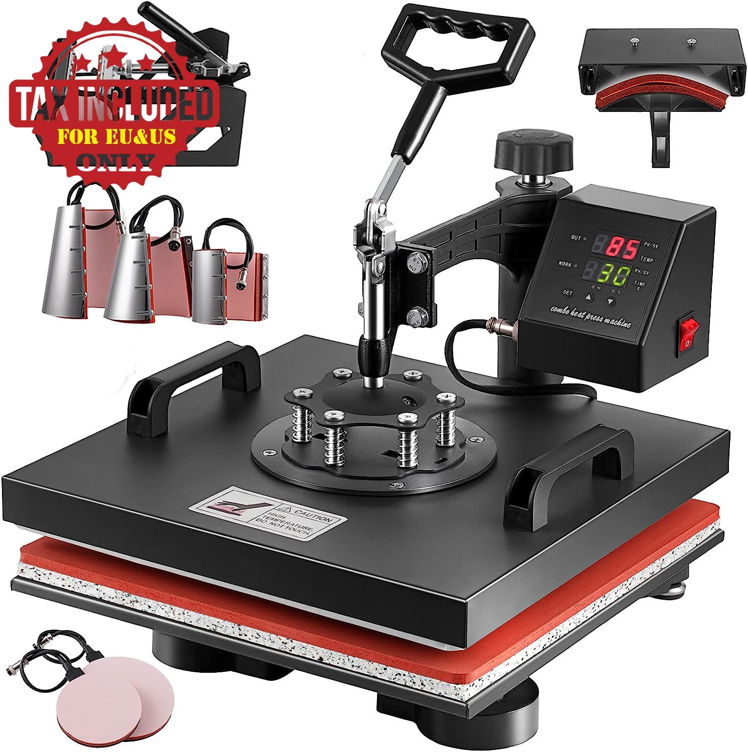 Heat Press Machine 8 in 1 12 x 15 Inch Heat Transfer Machine Swing Away Digital Shirt Printing Multifunction Sublimation for T Shirts Plate