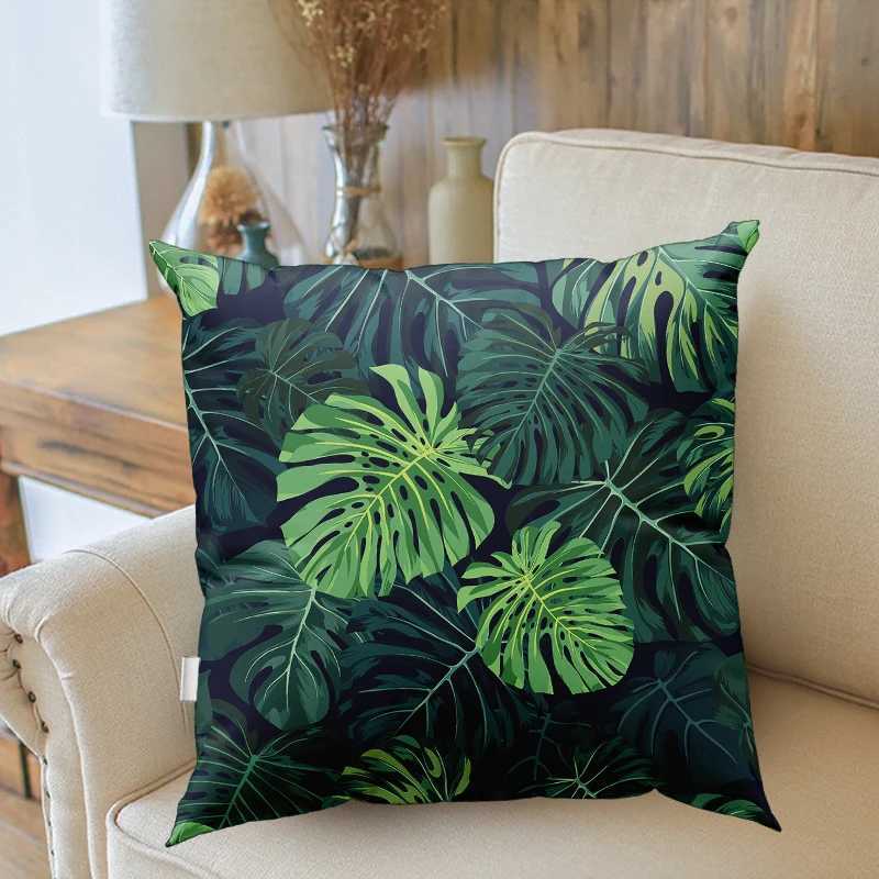 Tropical Palm Leaf Cactus throw pillow cover with short plush print for living room sofa decoration cushion cover pillow covers G251124