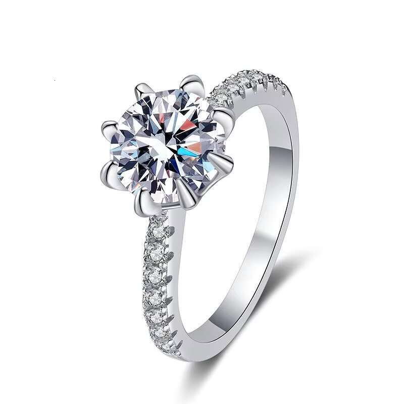 PYQ Womens Light Luxury S925 Sterling Silver Wedding Ring 1ct 2ct D Color Moissanite Rhodium Plated 2-in-1 Elegant Design