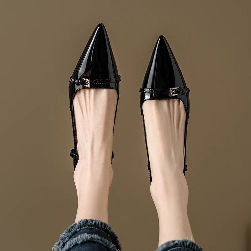 2025 new Toe-covered sandals elegant socialite style French high heels for women stiletto heels suitable for matching with skirts one-strap shallow mo