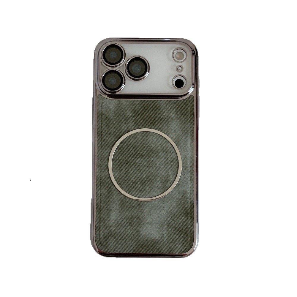 Denim Texture Magnetic Phone Case Compatible with iPhone 17 Pro Max Electroplated Full Coverage Lens Protector Hard Case