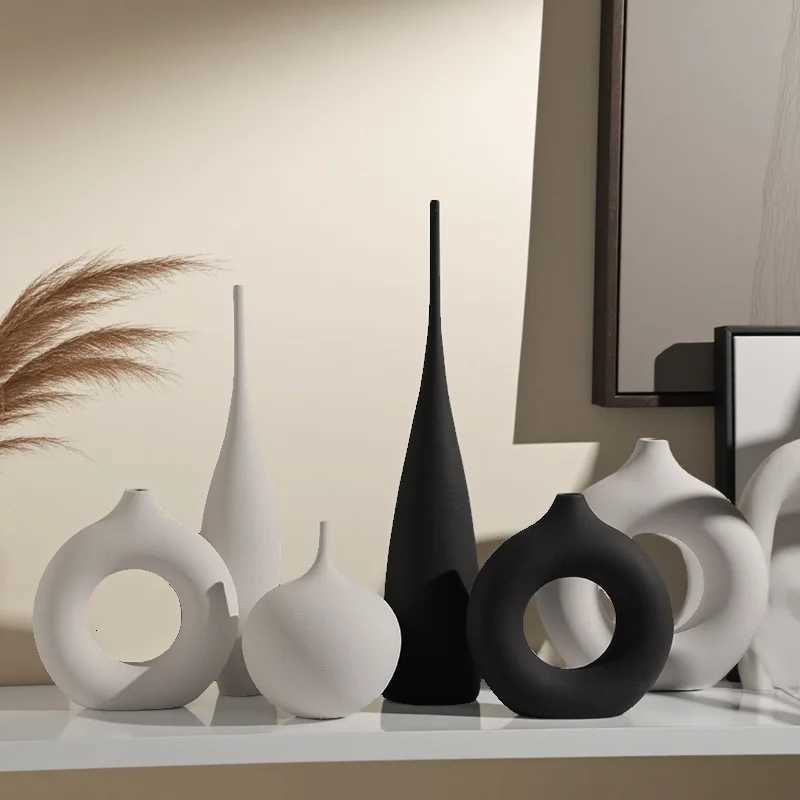 Handmade Ceramic Art Vase Pot Cabinet Table Decor Home Ornament Luxury Nordic Living Dining Bed Room Hall Black C251124