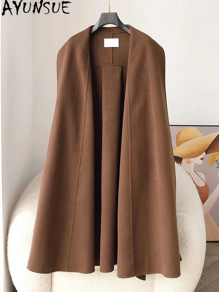 AYUNSUE 100 Natural Wool Coats for Woman Clothes Luxury Mid Length Woolen Coat 2025 Winter New in Outerwears Ropa Para Mujer J251124