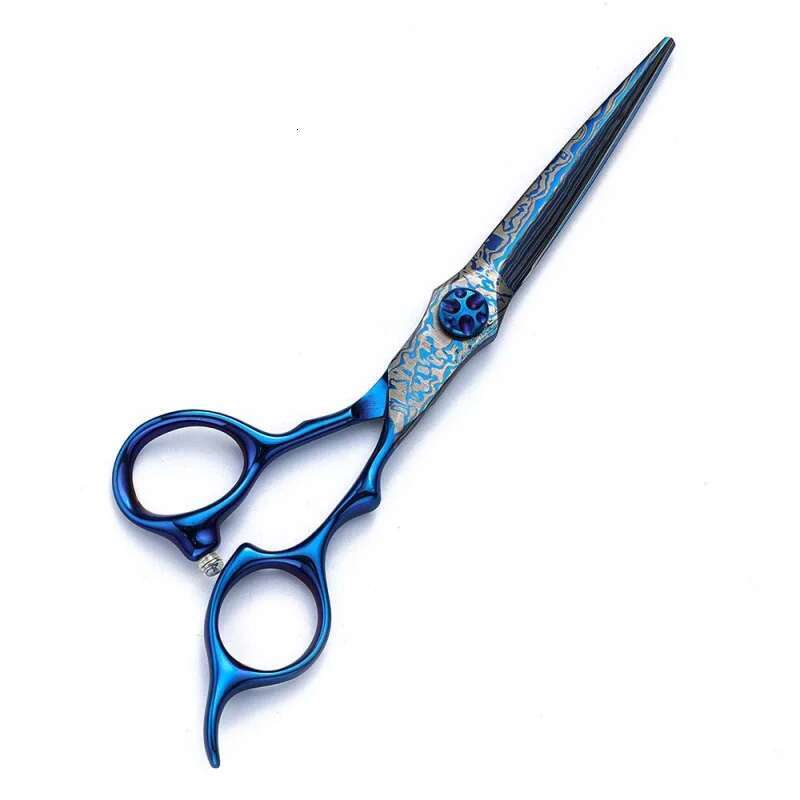 6-Inch Blue Professional Hairdresser Scissors Set Seamless Flat-Toothed Bangs Texturing Thinning Layering Hair Cutting