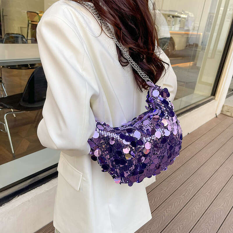 Tote Small Fashionable Sequins, Armpit Saddle Bag, Stylish Single Shoulder Crossbody Handbag, Women's Bag Style