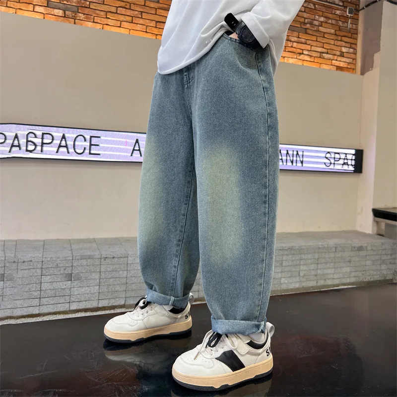 Boys pants for spring and autumn childrens jeans boys Handsome straight Korean version ages 413 250414z