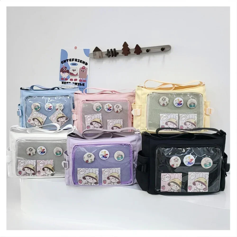 Preppy Style Candy Colour Cute Shoulder Bag Anime Expo Transparent Badge Display Messenger Bag Women Doll Itabag Crossbody Bag 250417