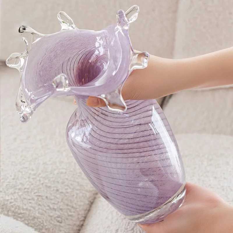 Light Luxury Purple Glass Vase Decoration Hydroponics Flowers Living Room Desktop Flower Arrangement Decoration C251124