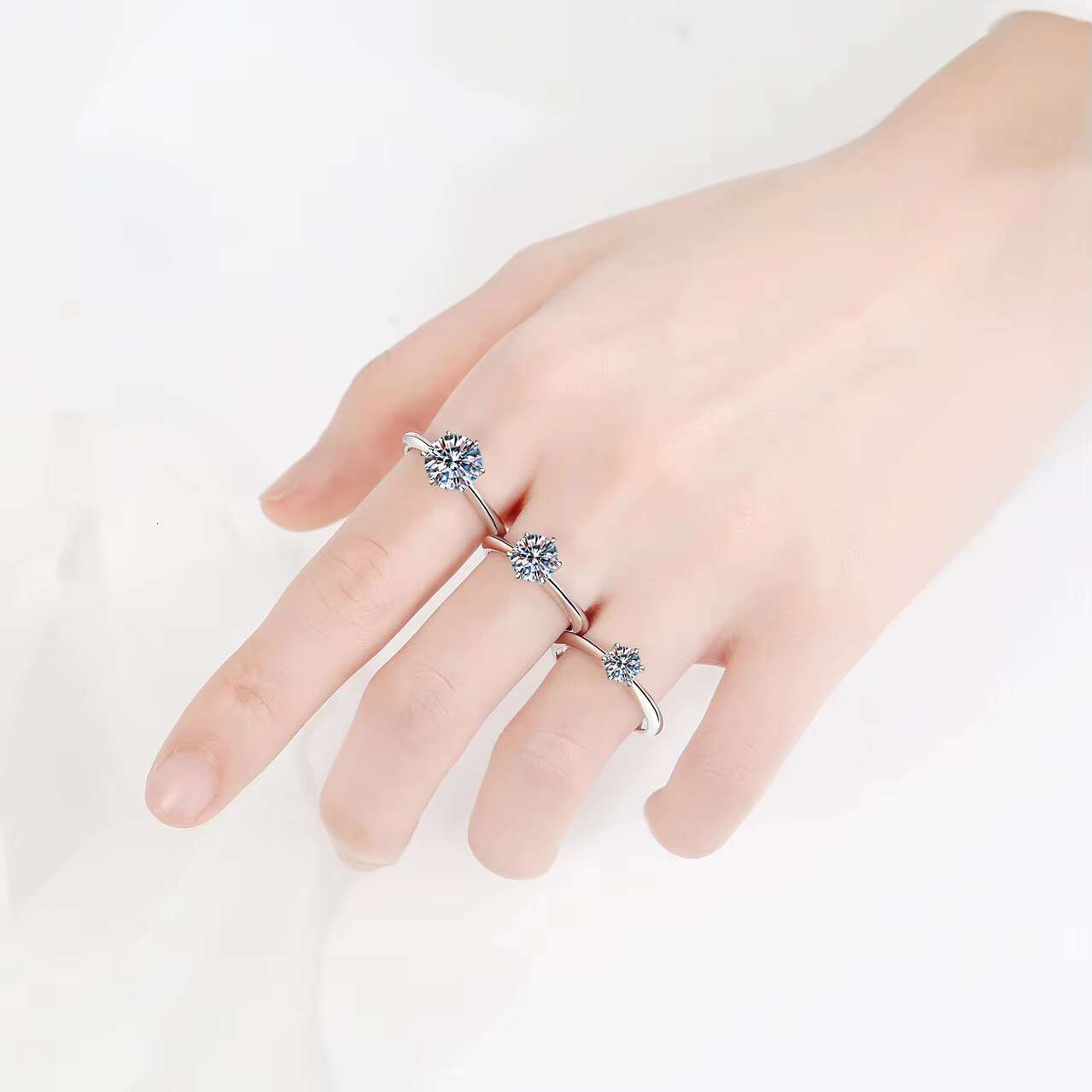 PYQ Factory Wholesale Vintage Wedding Moissanite Diamond Engagement Rings 1/2/3ct 925 Sterling Silver for Women