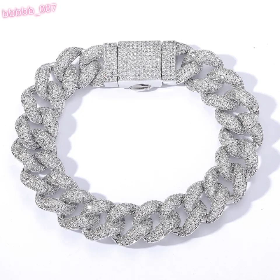High Quality 14K Real Gold Plated Cuban Chain Hiphop Iced Out Cubic Zircon Cuban Links Diamond Brass Cz Diamond Bracelet