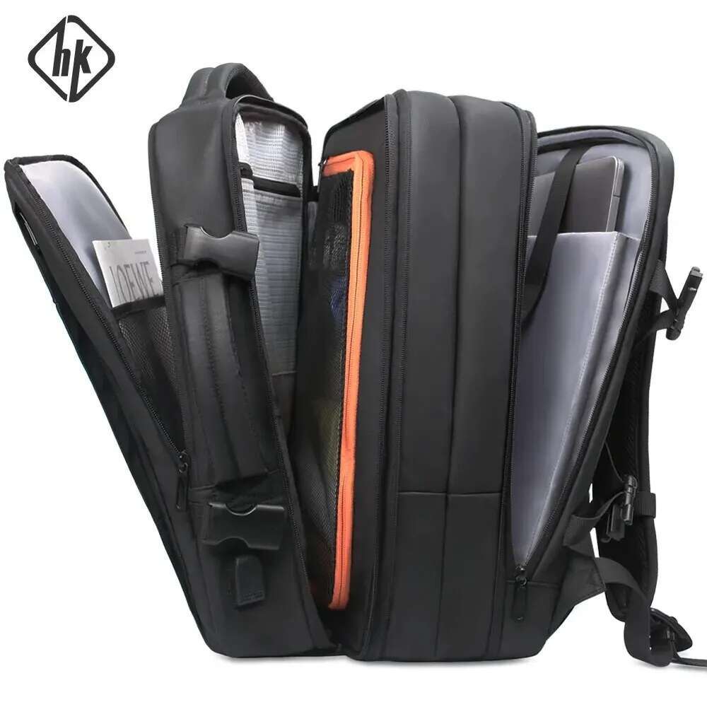 HK Business For Men Waterproof Anti-Theft Laptop Backpack Casual Large Capacity Expandable Travel Bag Short Trip