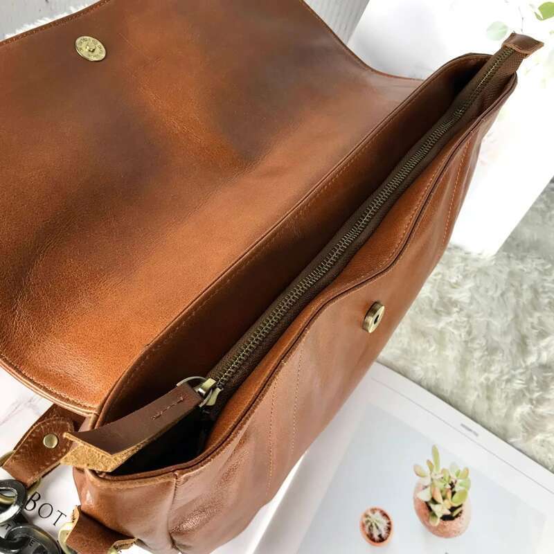 Designer Bag New Genuine Leather Bags Vintage Brown Thick Chain Single Shoulder Crossbody With Large Capacity Stray Bag