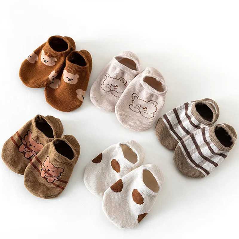 3Pairs/Lot Baby Floor Socks Cute Cartoon Short Cotton Bear Socks Toddler Anti Slip Kawaii Unisex Sock For 0-5Yrs Kids Girls Boys G251124
