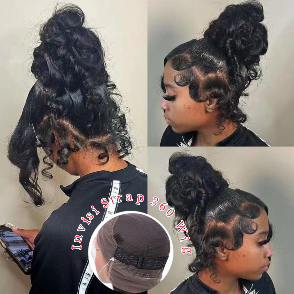 250 Density Invisible Drawstring Body Wave 360 hd Lace Front Wig Human Hair Hidden Strap 360 Glueless Wigs Upgrade Cap For Woman