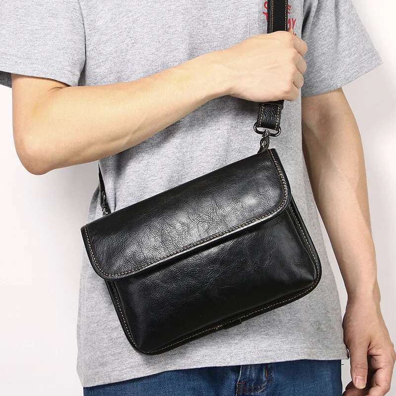Designer Bag High Quality Genuine Leather Bags Natural Cowskin Men Messenger Vintage Men's Cowhide Shoulder Crossbody Phone Bag