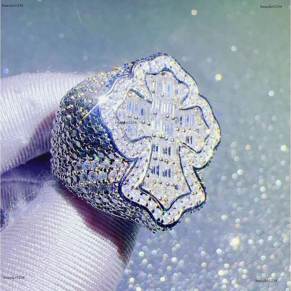 Band Rings Zuanfa Moissanite Jewelry Hip Hop Cross Baguette Vvs Dia Ring 2024 designer ring for women engagement High quality Fashion