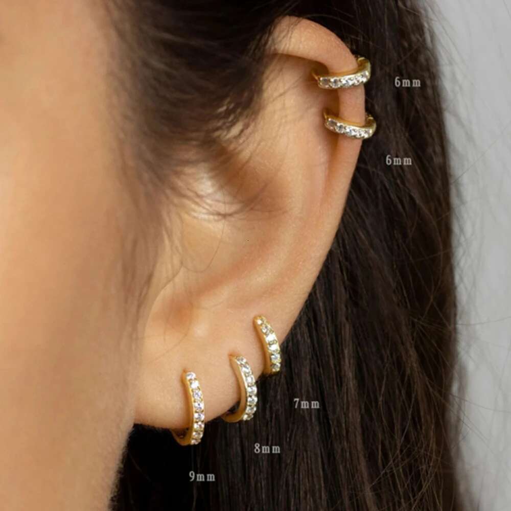 Aide D Color Moissanite Hoop For Women Sterling Sier Gold Plated 6/7/8/9Mm Versatile Classic Hie Earrings