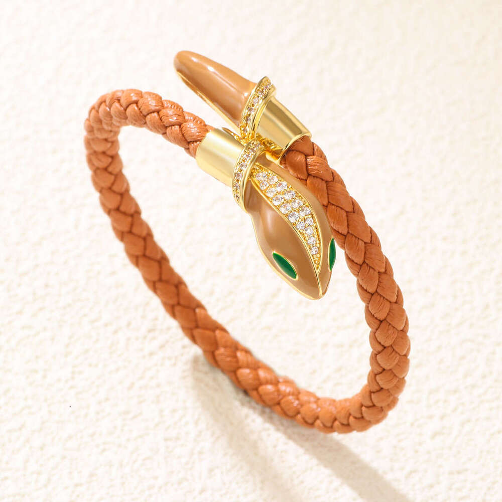 Hot selling new woven open fashionable and exquisite shaped rhinestone snake head bracelet