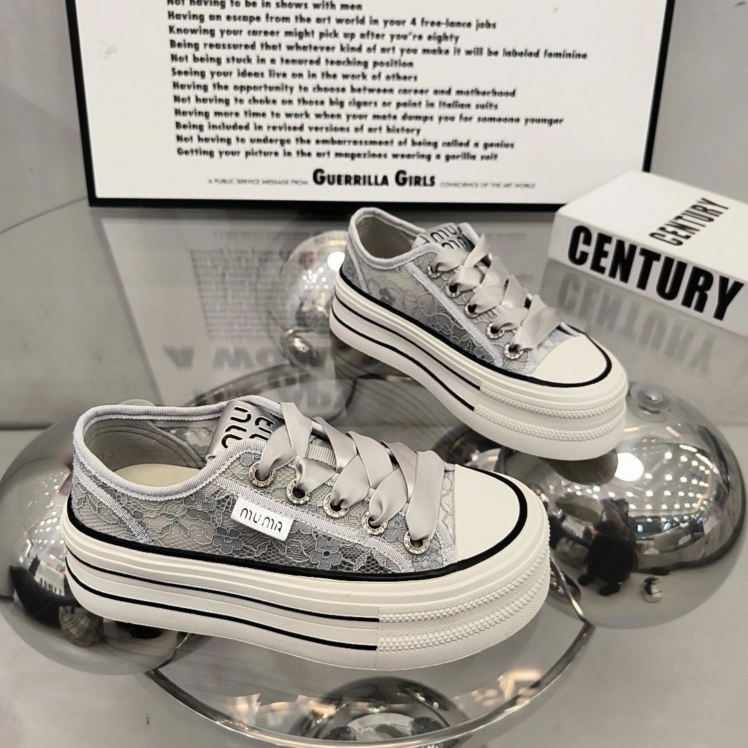 Mesh Breathable Hollow Out White For Women In The Summer Of New Lace Up Versatile Sponge Cake Thick Sole Casual Board Shoes Ddmysaturn Ddmysaturn