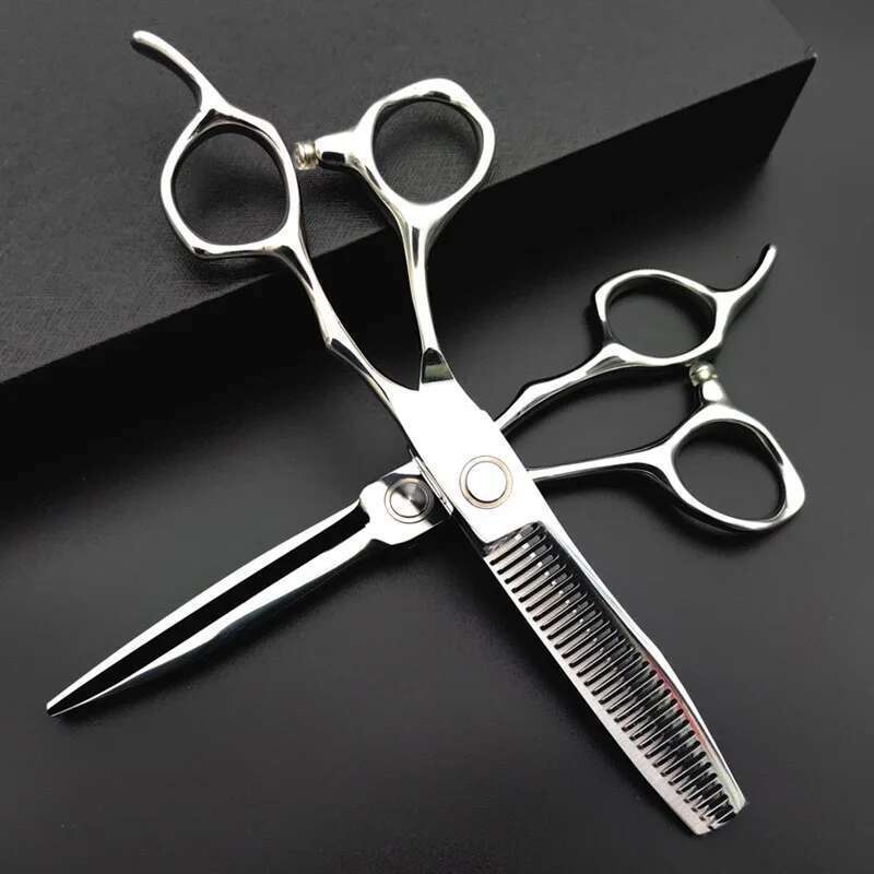 6 Inch 440C Japanese Steel Hair Salon Hairdresser Professional Haircut Flat Thinning Scissors Set
