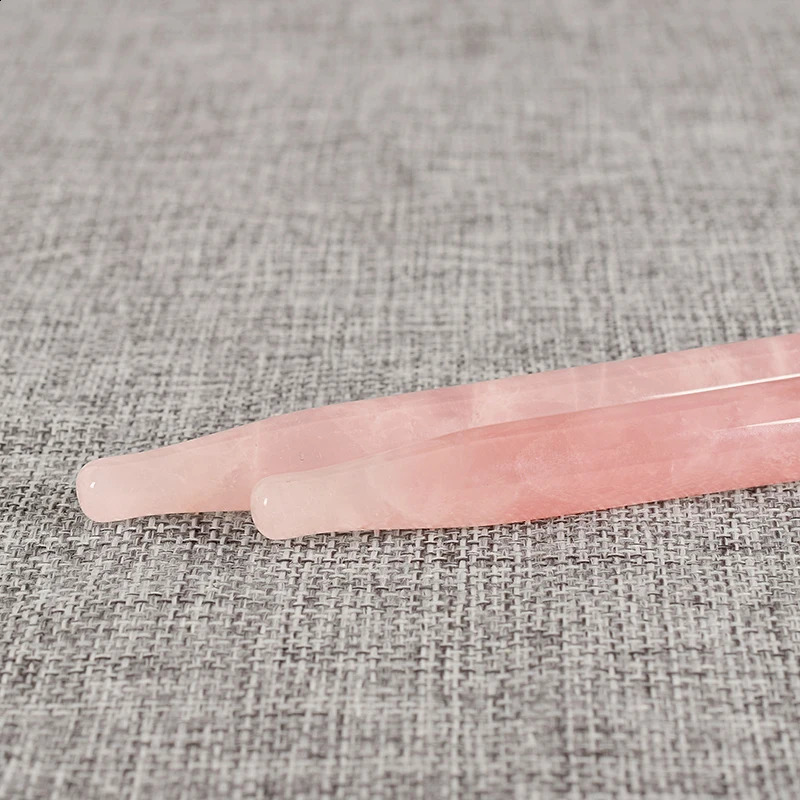 2Pcs Massage Eye Sticker Natural Rose Quartz Face Body Crystal Mineral Stone Massager Health Skin Care Gua Sha Tool Wand 250418