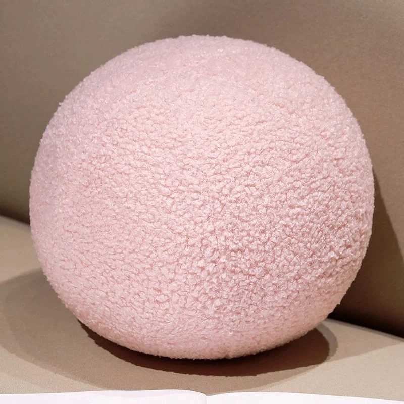 Round Ball Shape Cushion Soft White Plush Throw Pillows with PP Cotton Filling Home Sofa Room Car Decoration Festival gifts G251124