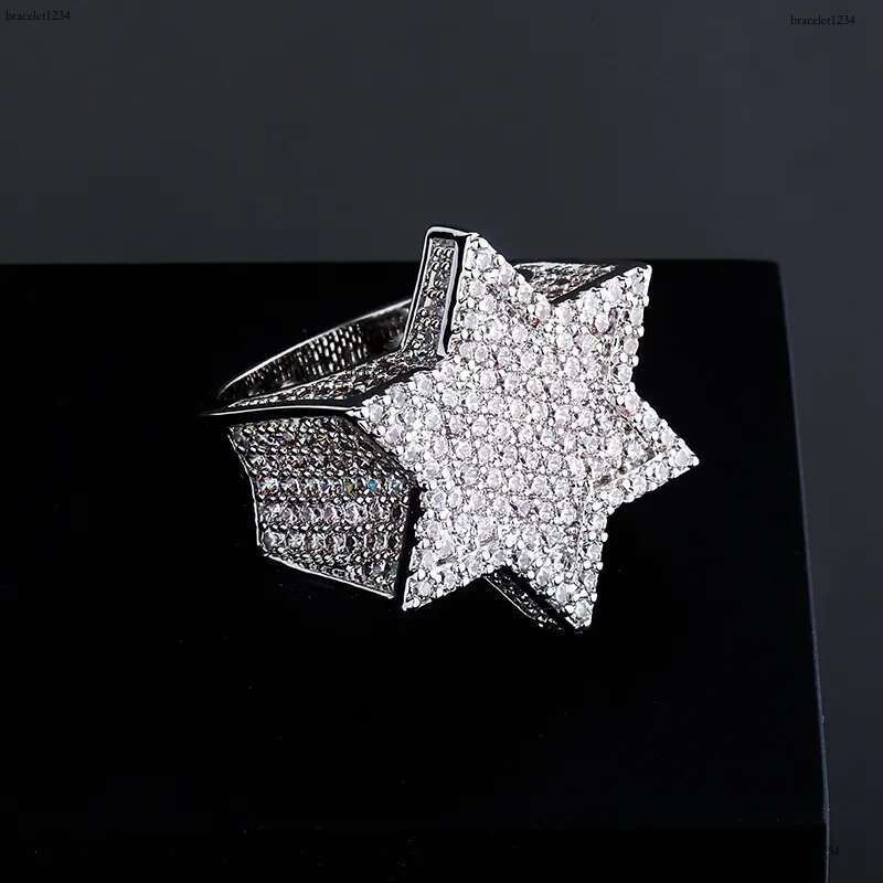 Luxury Designer Men's Ring High Quality Hexagonal Frappuccino VVS Moissanite Ring Fashion Hip Hop Ring Jewelry FREE shipping