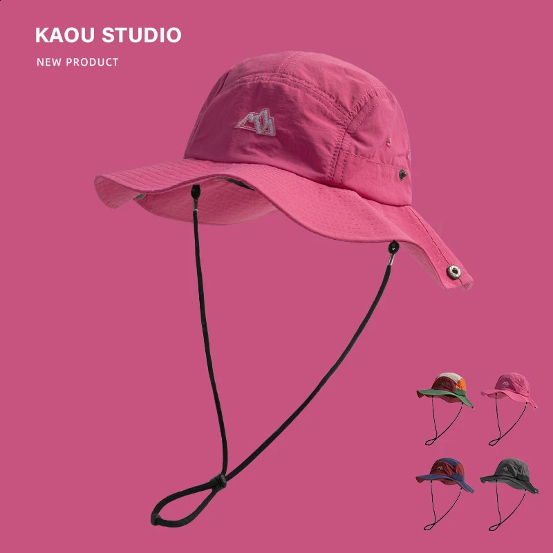 Japanese Color Matching Bucket Hats Women Summer Outdoor Quick-drying Breathable Mountaineering Sun Protection Mens Caps 250420