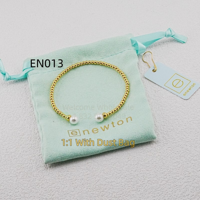 1:1 E-Newton 1:1 Jewelry Gold Pearl Beaded Bracelets Bangles For Women Birthday Christmas Gift EN013
