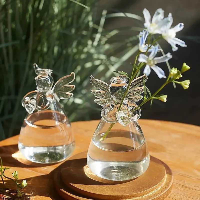 New Transparent Angel Hydroponic Vase Home Decor Nordic Simple Living Room Study Table Accessories Desk Ornament Glass Flowerpot C251124