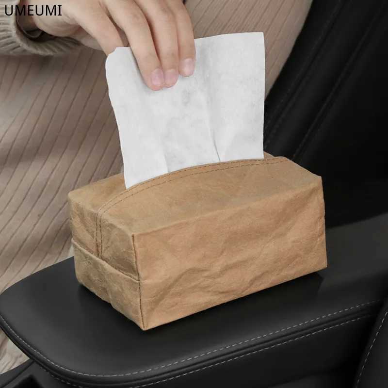 Creative pleated kraft paper waterproof tissue box modern designer storage napkin bag home desktop decorationM251124