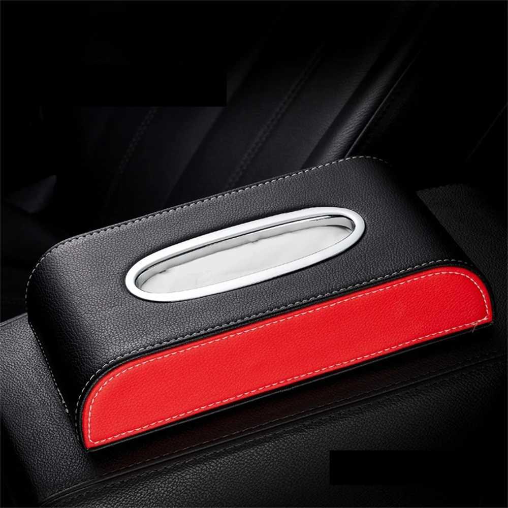 Universal Car Tissue Box Creative Leather Napkin Holder Box Back Seat Tissue Storage Decoration BagM251124