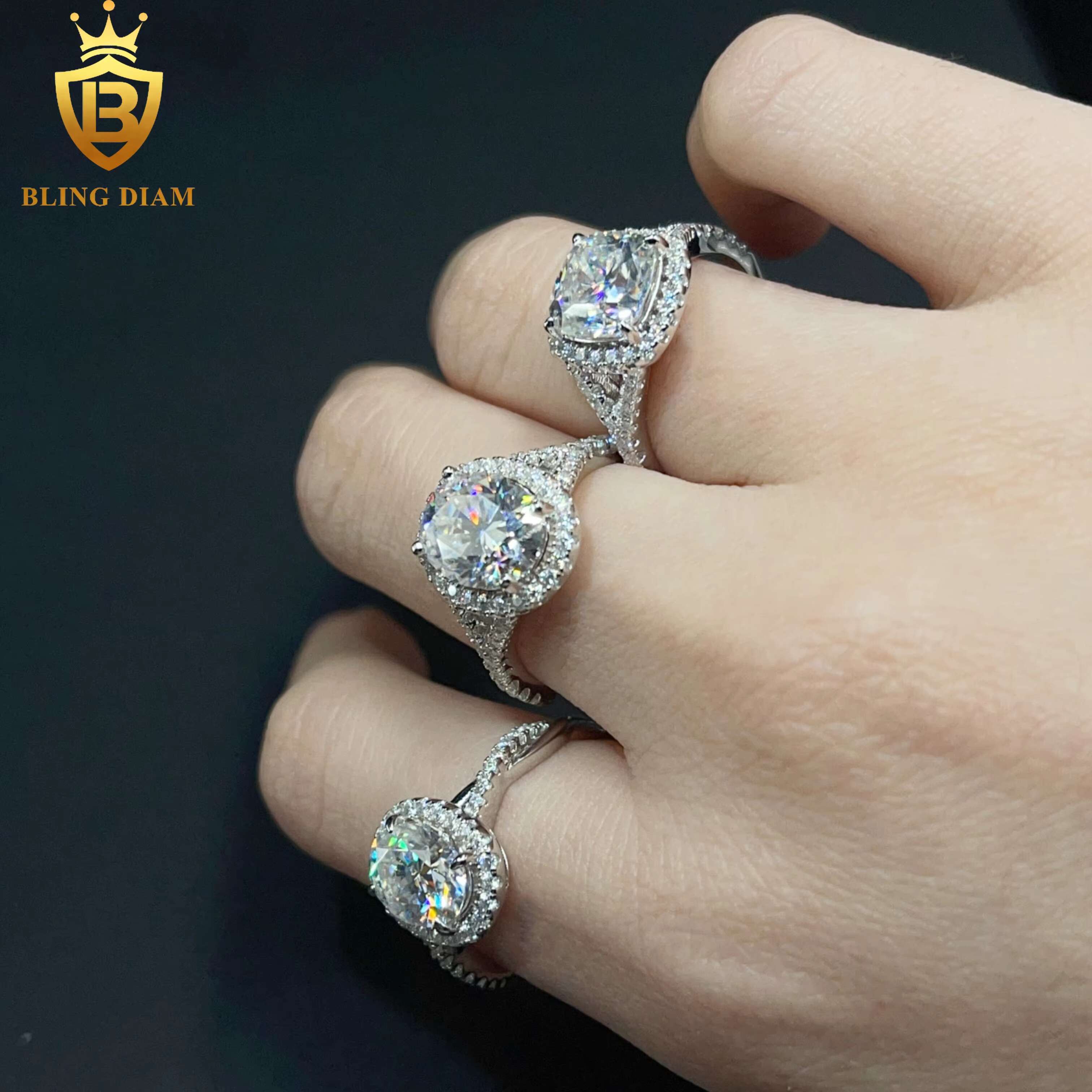 Luxury Women Jewelry Engagement Ring 925 Silver VVS Moissanite Big Diamond Oval Cut Wedding Rings Gift