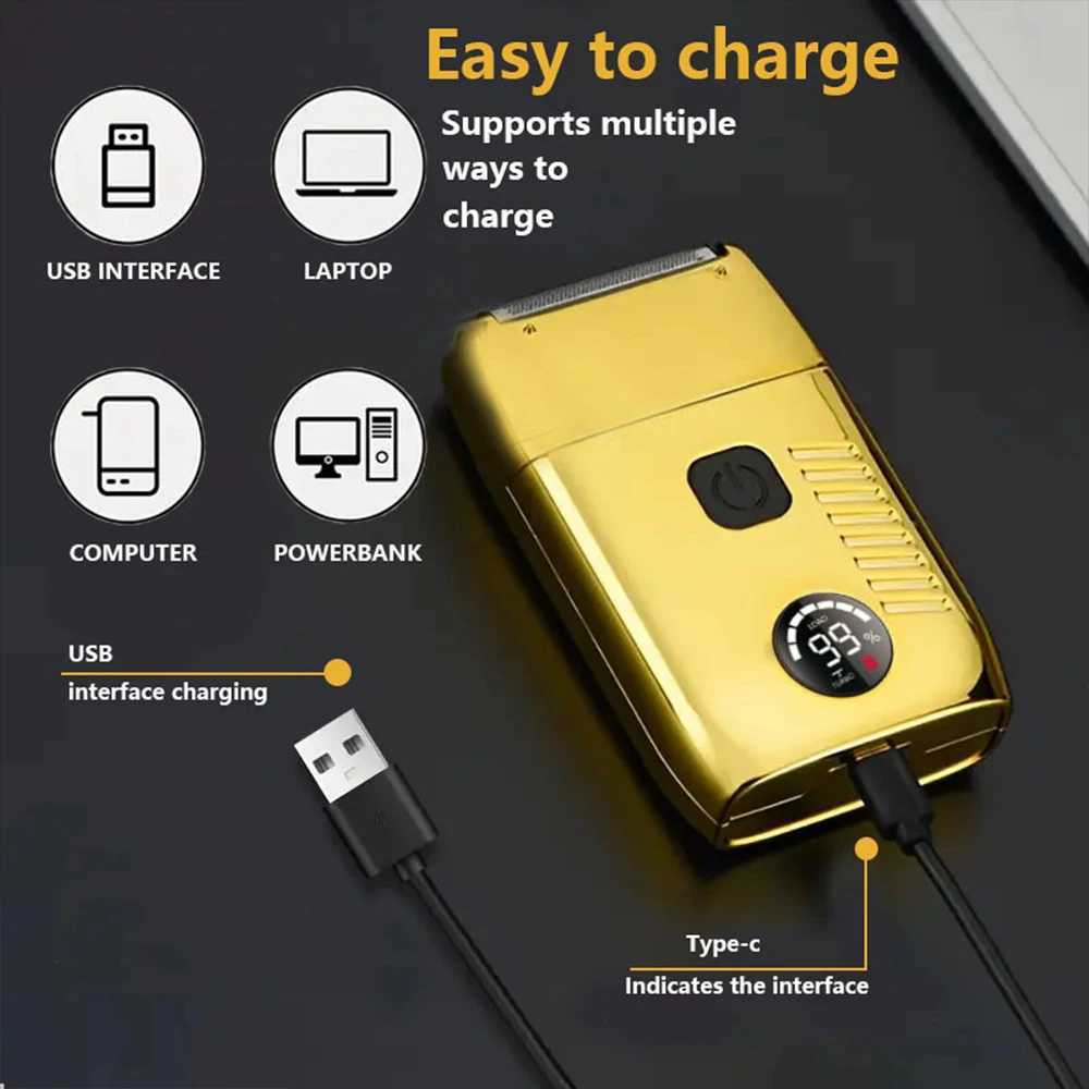 Electric Shaver for Men Waterproof Twin Reciprocating Cordless Razor USB Rechargeable Shaving Machine Barber Trimmer L251124