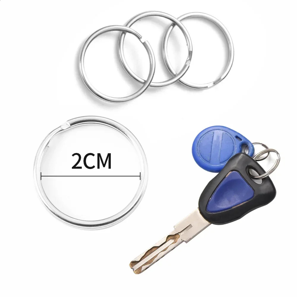0pcs stainless steel keychain 25mm round flat circular split polished metal blank ring for DIY search 250418 250418