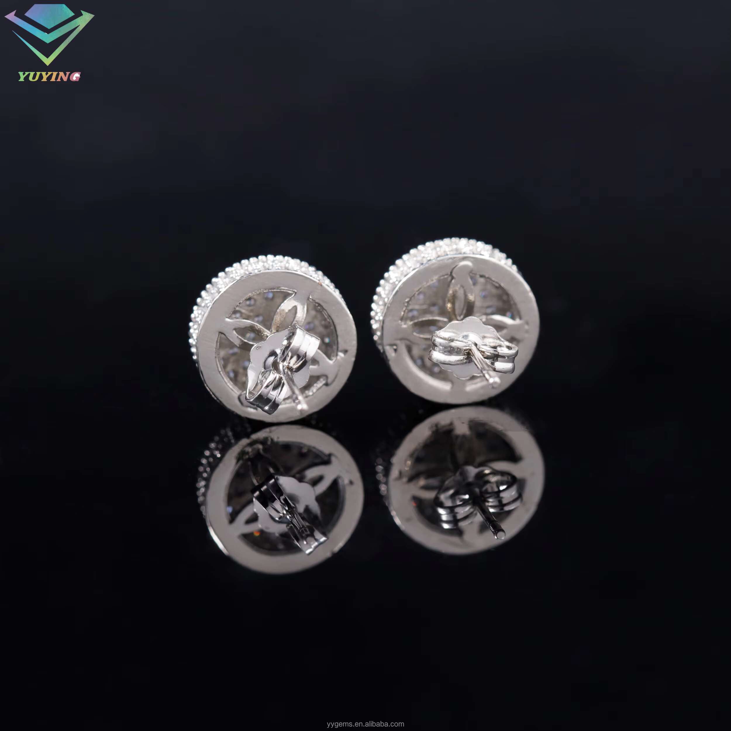 Yu Ying Gems Fashion Stud Earrings Micro Setting Vvs Moissanite square Earrings for Womens Jewelry Fine Stud Earrings