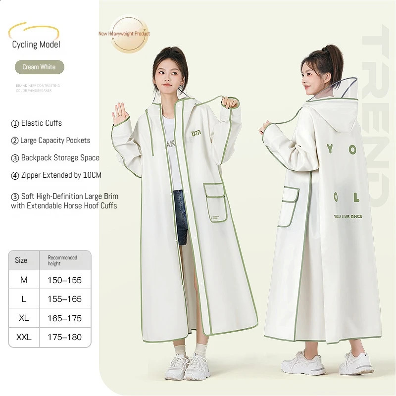 Fashion Women Transparent Eva Plastic Man Raincoat Travel Waterproof Rainwear Adult Can Hold Backpack Rain Coat 250421