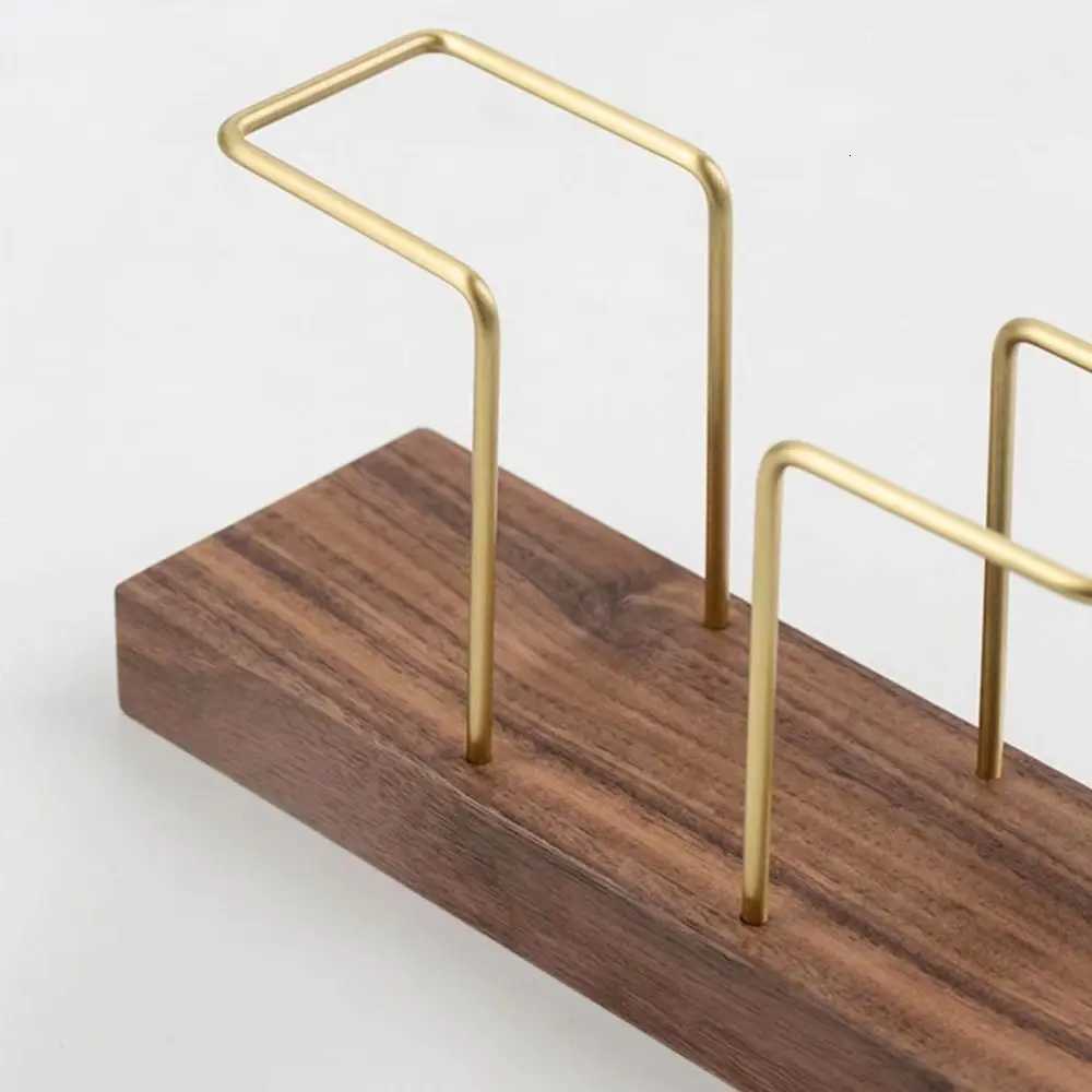 Vertical Tissue Dispenser with Toothpick Case Metal Napkin Holder Multi-use Gold Wooden HomeM251124