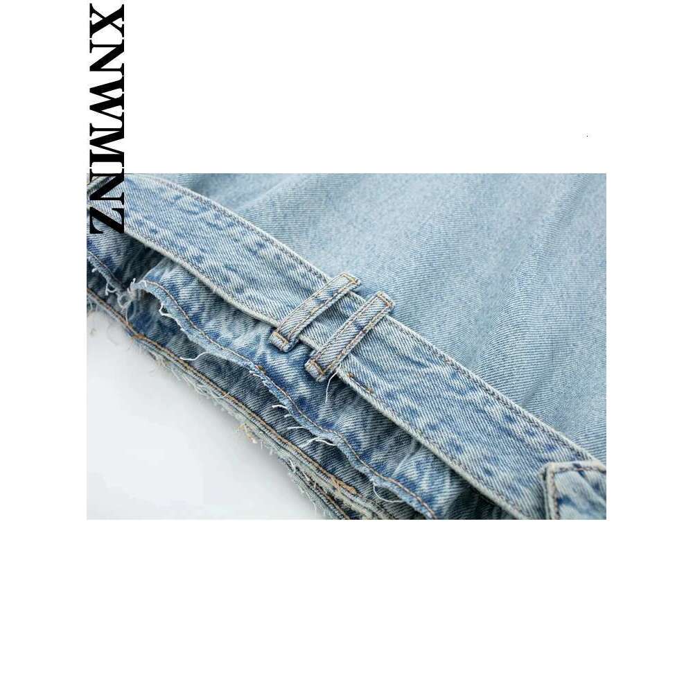 Designer Clothes XNWMNZ Women Fashion Spring Autumn Denim Trench Coat Simple Casual Short Belt Double Breasted High Street Female Jacket Top