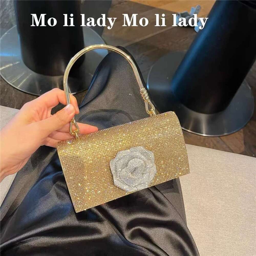 Designer Bag 2025 High Quality Glitter Dia Floral Women Handbag Fashion Rhinestone Evening Wedding Party Clutch Purse Crossbody Bag Luxury Bag
