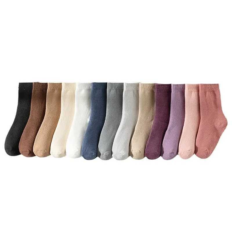 5 Pairs-Kids Fleece Lined Thermal Socks Winter Warm Mid Cuff Baby Socks Boys Girls Korean Style A Class Cotton Socks G251124