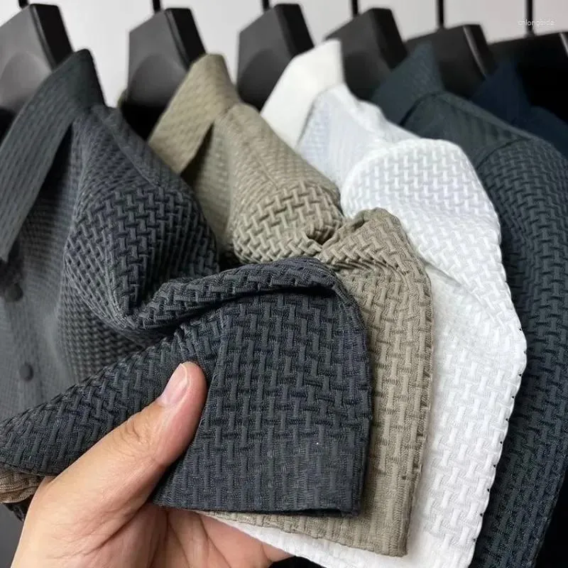 Men's Polos Summer Embroidered Silk Elastic Polo Shirt For Luxury Trend Fashion Leisure Breathable Cool Short Sleeved T-shirt Top