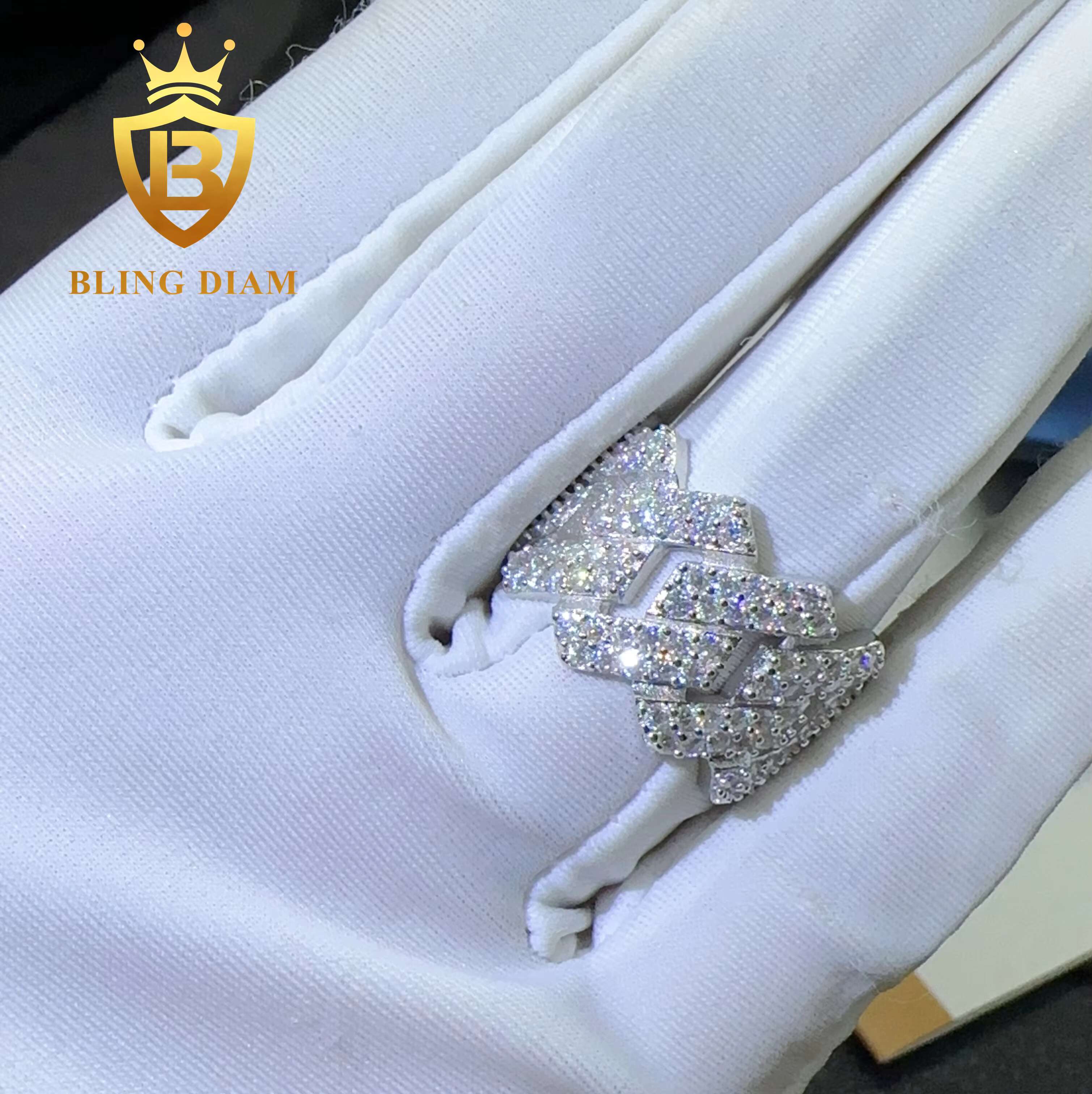 Blingdiam Jewelry Custom Hip Hop Ring Pass Diamond Tester S925 Silver Moisssanite Diamond Ice Out Ring